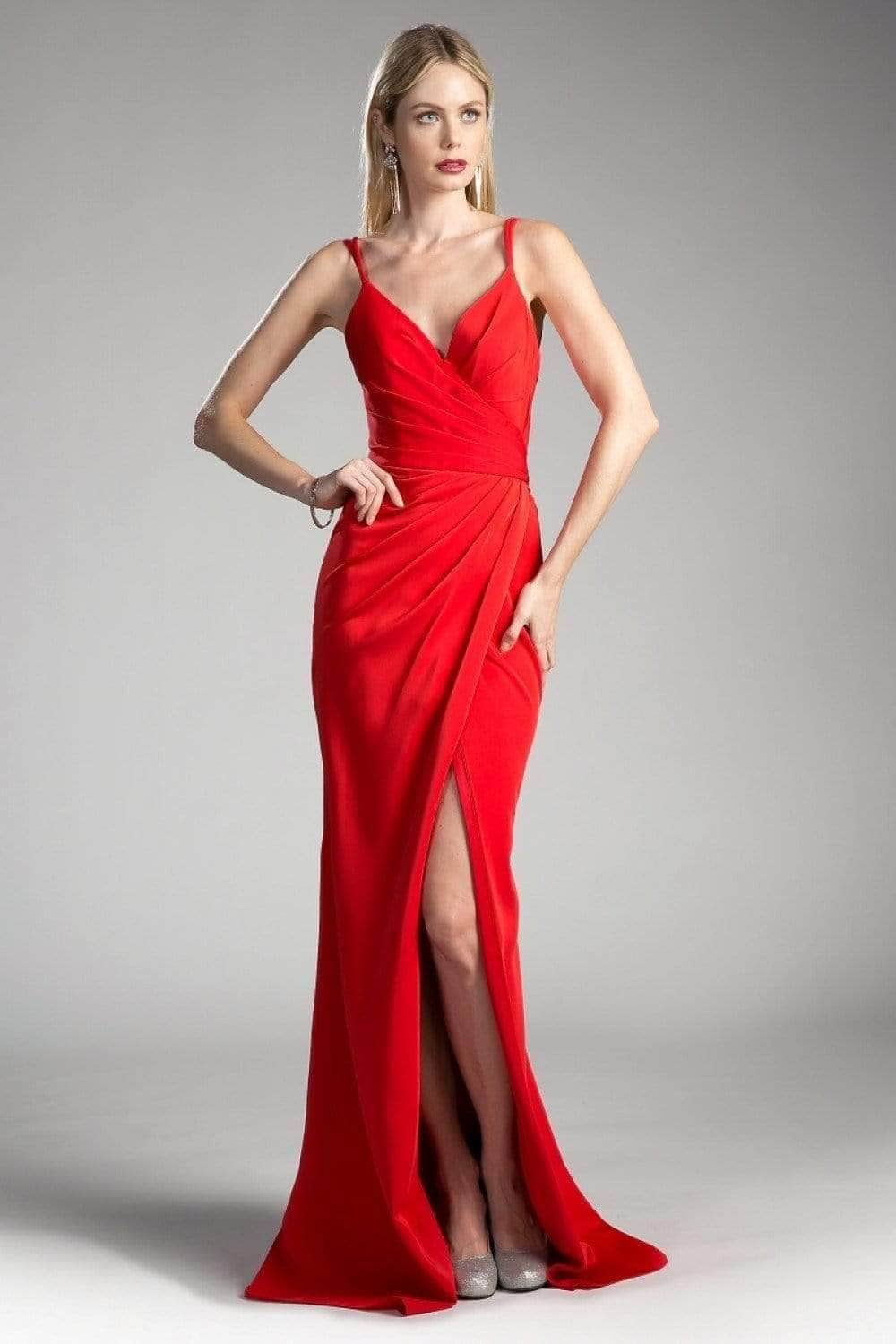 V-Neck Floor-Length Jersey Evening Mermaid LaDivine KC1850