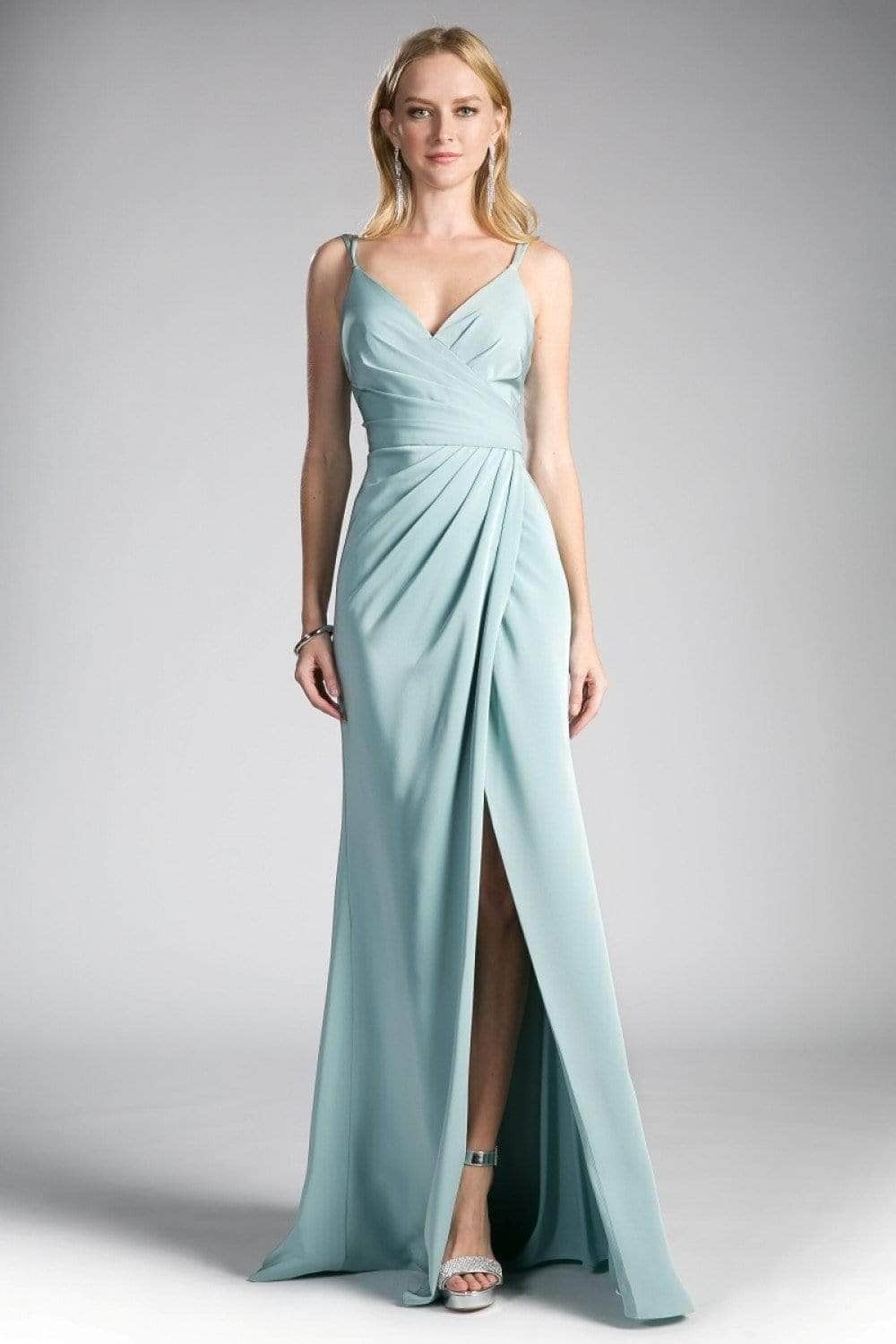 V-Neck Floor-Length Jersey Evening Mermaid LaDivine KC1850