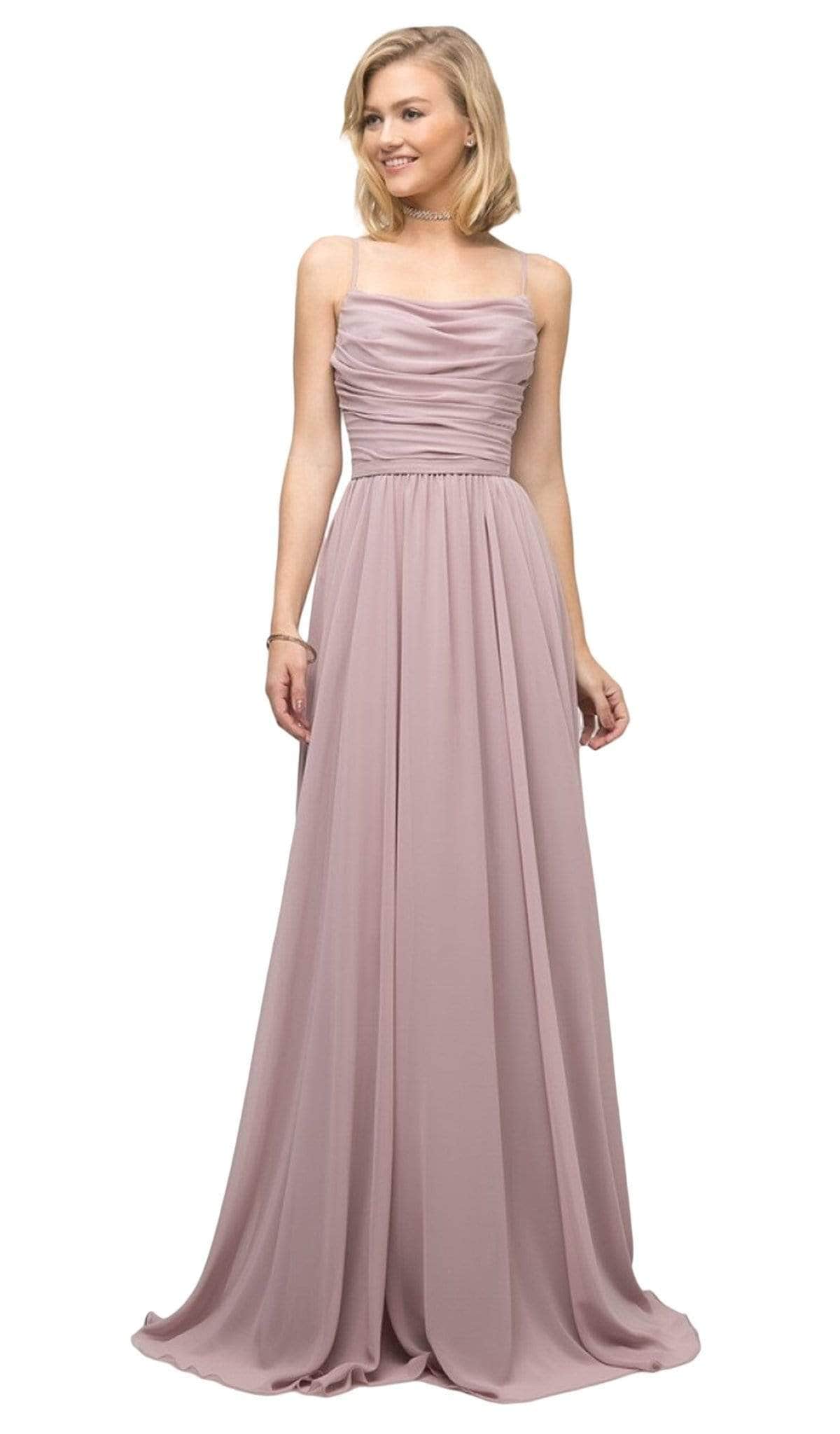 Cowl Floor-Length Chiffon Occasion A-Line LaDivine UR136