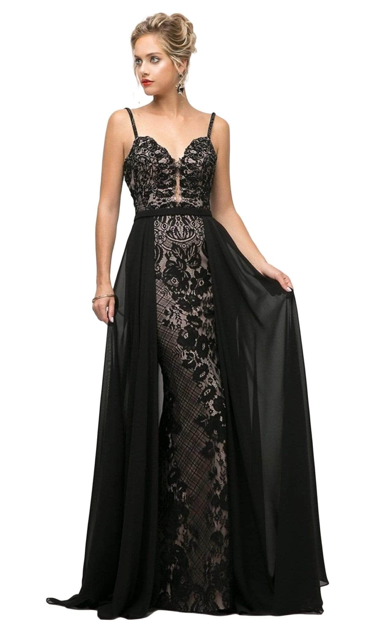 V-Neck Floor-Length Chiffon Prom Fit & Flare LaDivine UT254