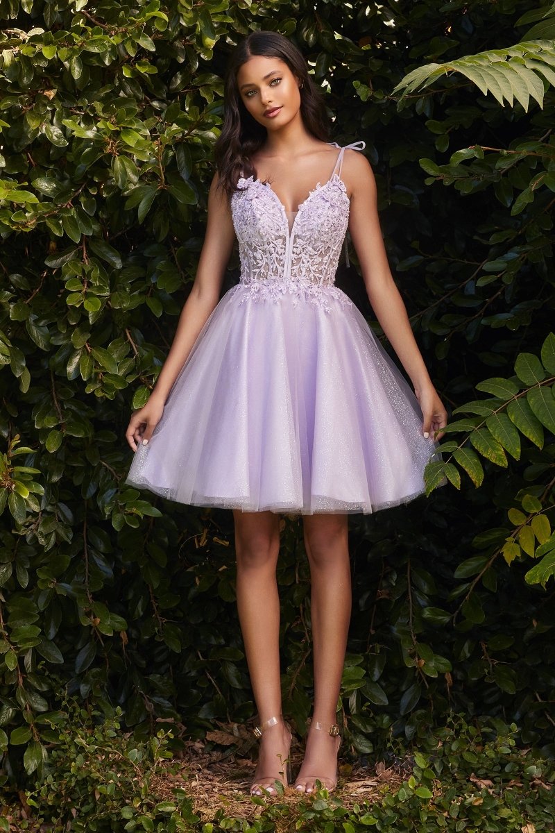 LaDivine CD0188 Embellished A Line Spaghetti Strap Short Prom Homecoming Dress