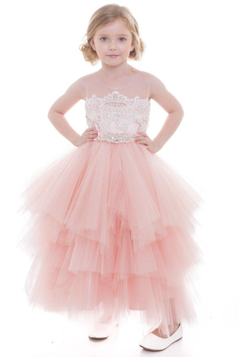 Layered Flower Girl Dress Sleeveless - The Dress Outlet Petite Adele