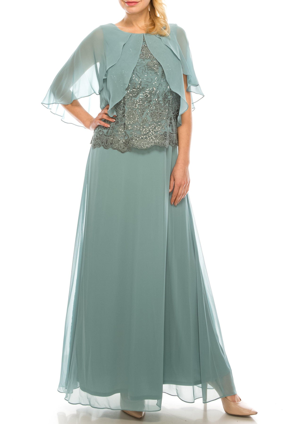 green emerald velvet dress Le Bos Women's Accent Vneckline Capelet Sleeve Long Dress Formal Clothing  See Picture, 50 More : Amazon.de: Fashion