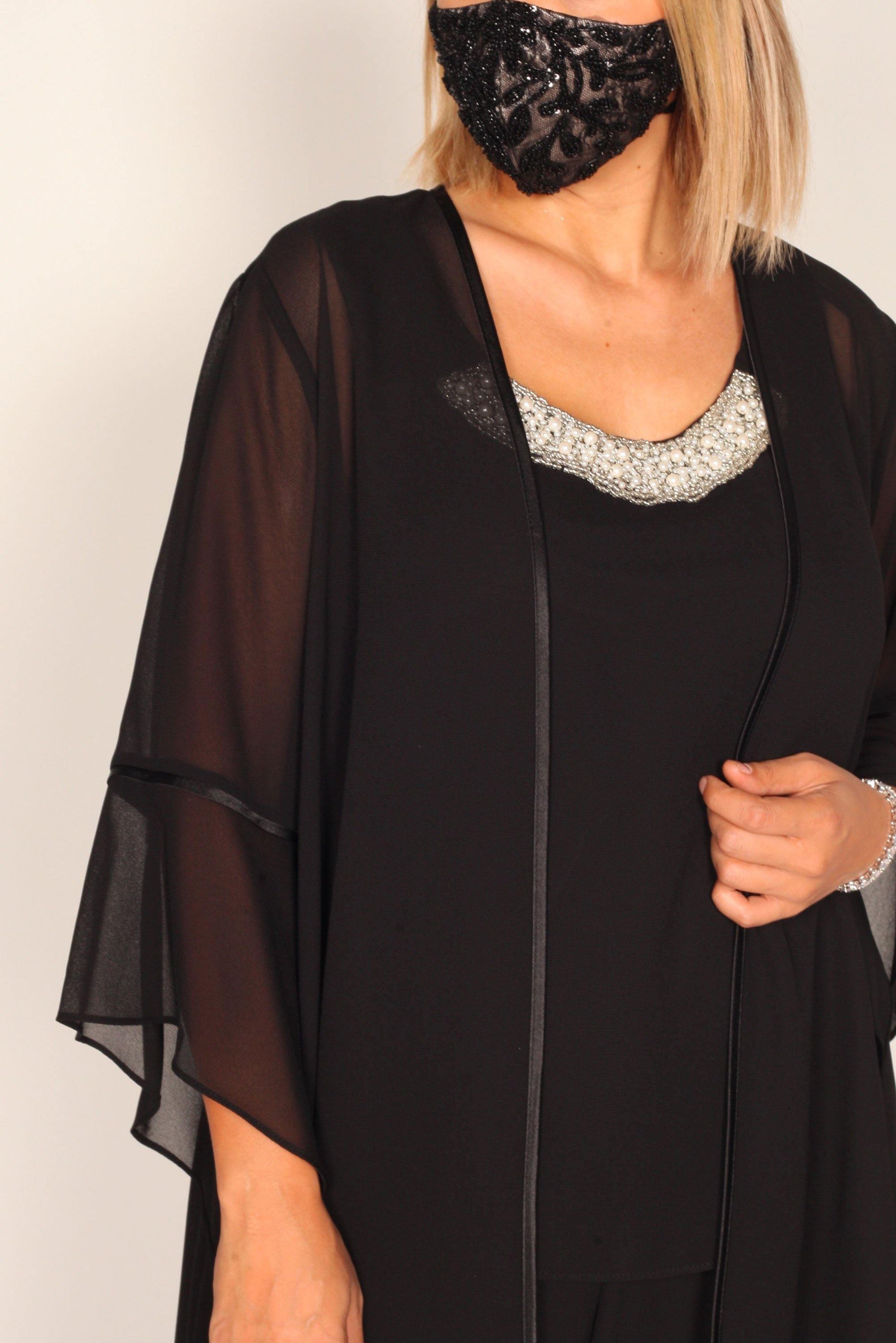 Le Bos Women's Plus Size Black Pant Suit