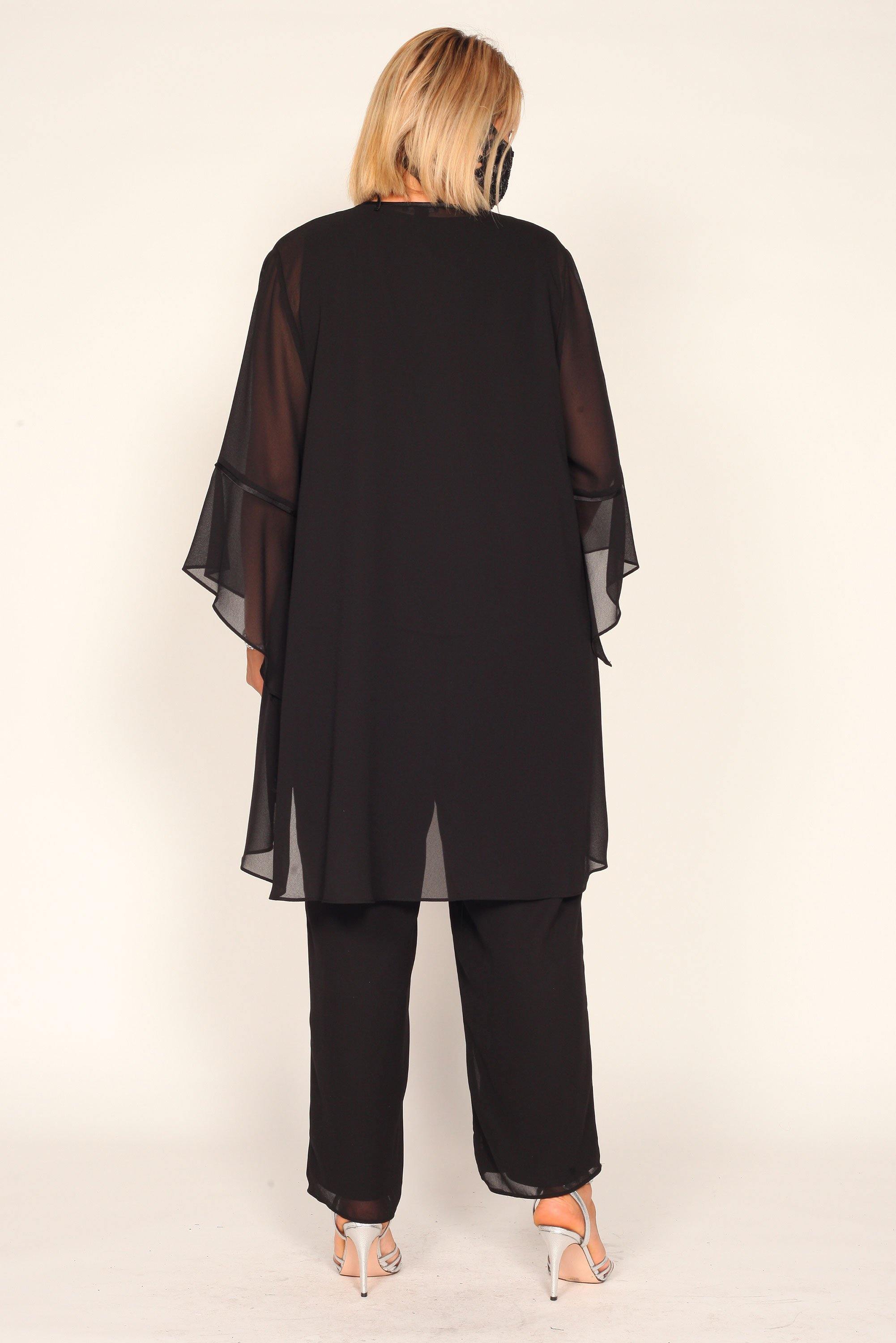 Le Bos Women's Plus Size Black Pant Suit - The Dress Outlet