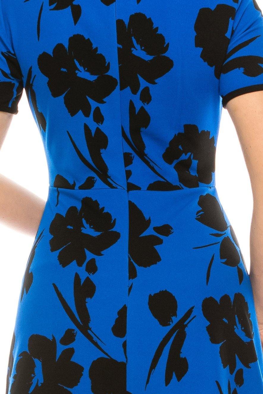 London Times Floral Printed A Line Dress - The Dress Outlet