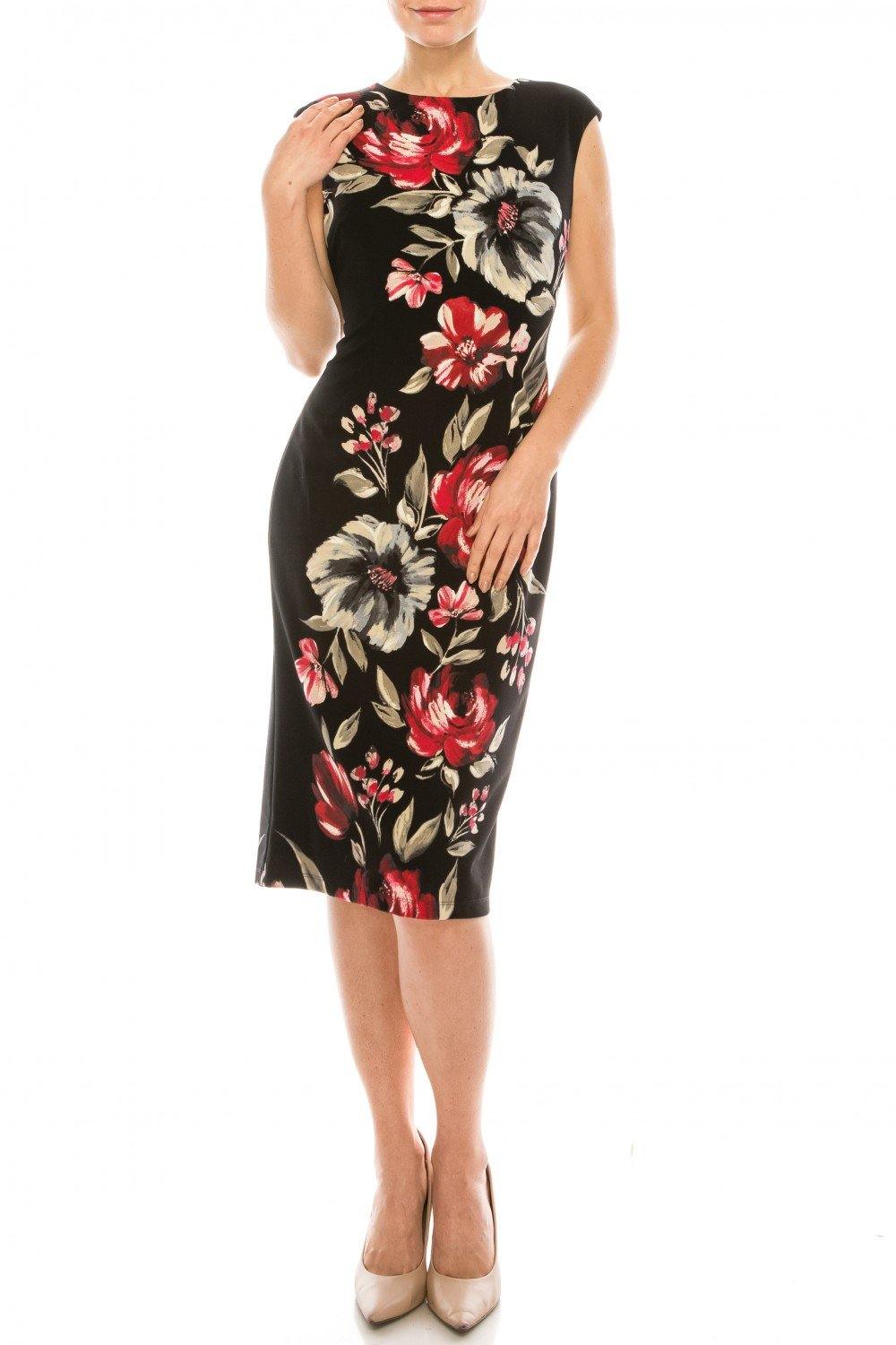 London Times Painted Floral Printed Sheath Dress