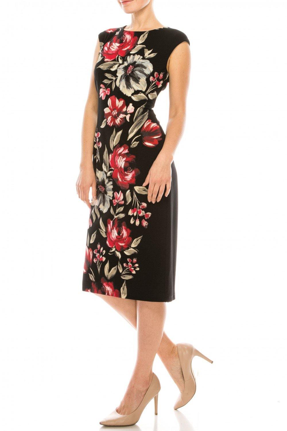 London Times Painted Floral Printed Sheath Dress