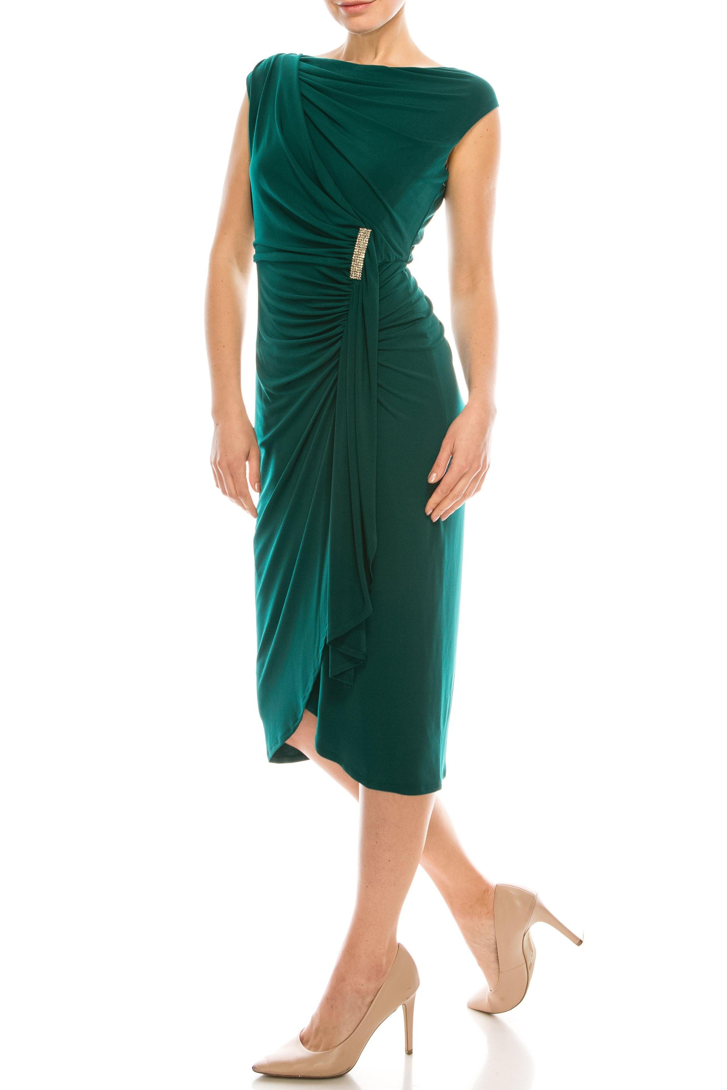 London Times Short Cocktail Ruched Sheath Dress - The Dress Outlet