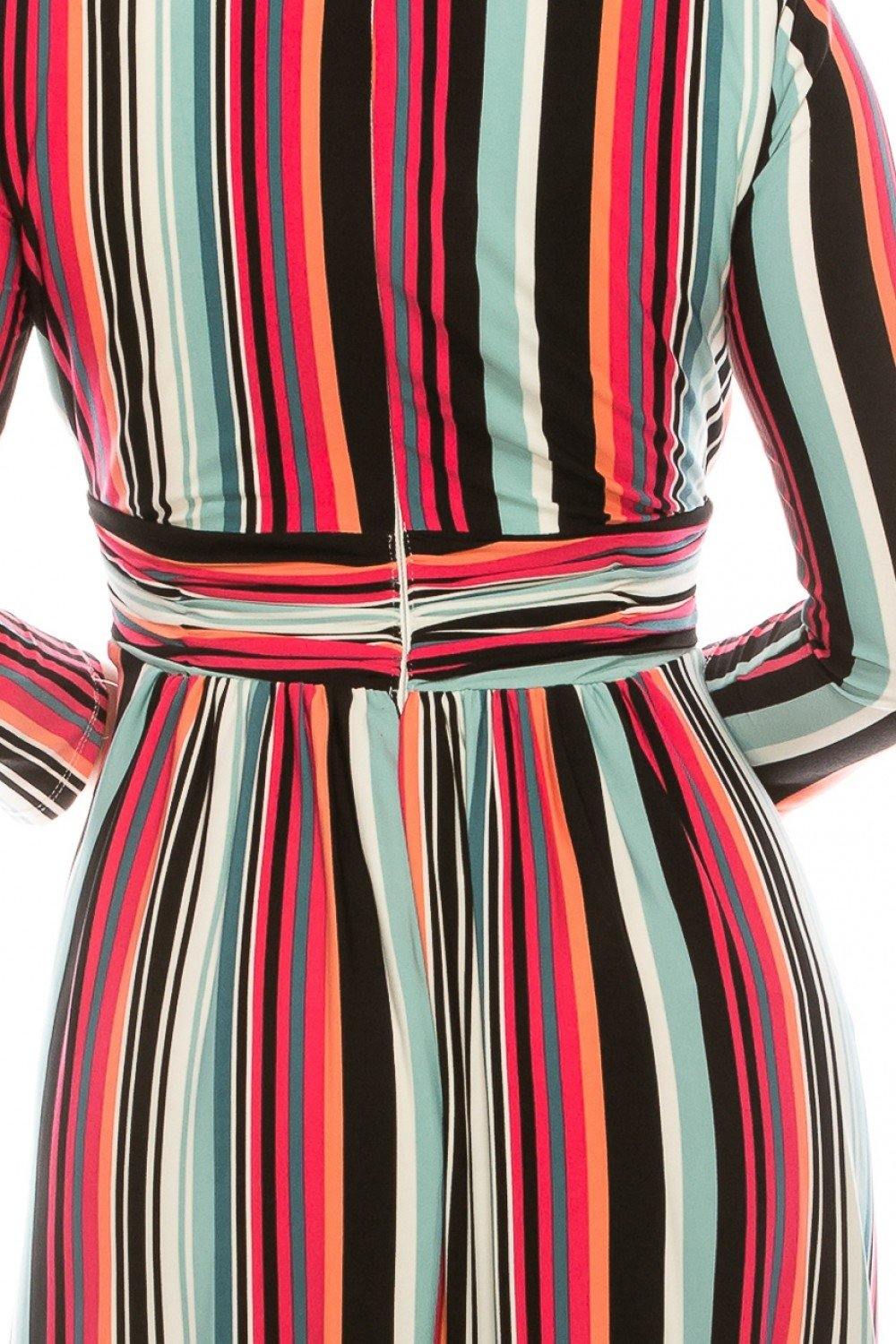 London Times Multi Stripe Jersey Fit & Flare Dress, Size 6p