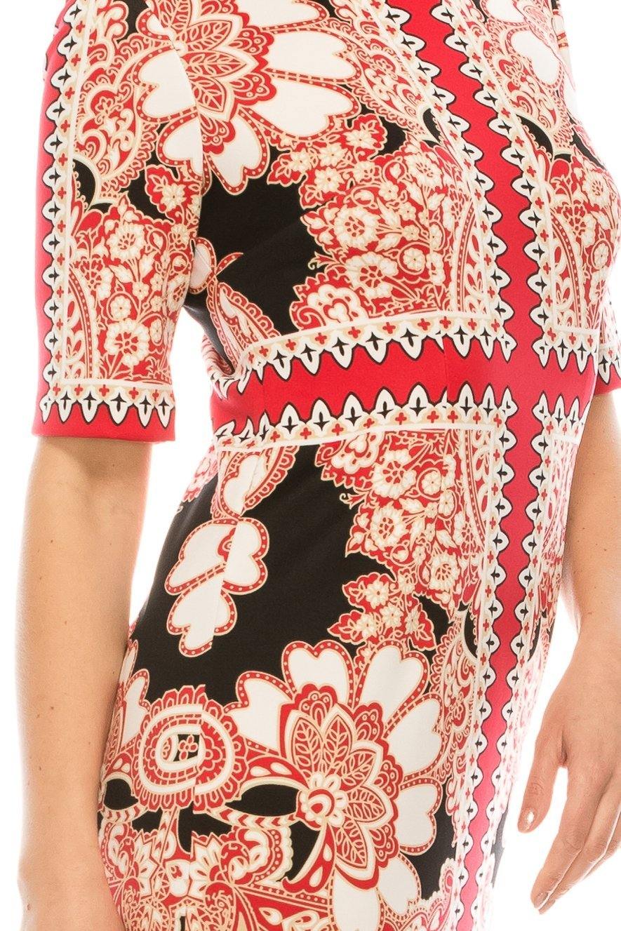 London Times Trellis Scuba Symmetrical Sheath Dress