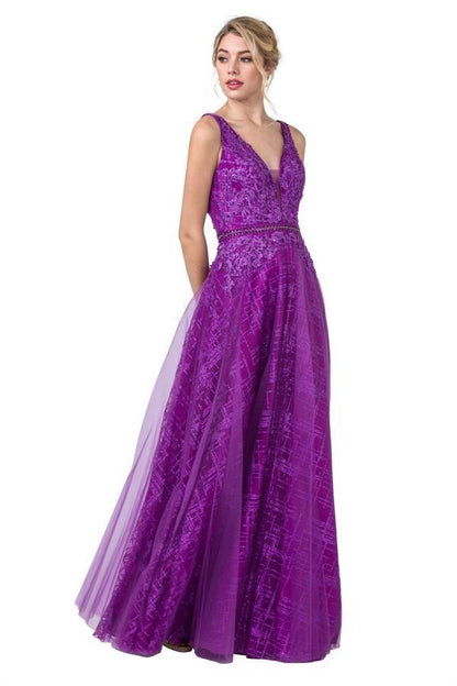 Long A line Formal Sleeveless Evening Prom Dress - The Dress Outlet