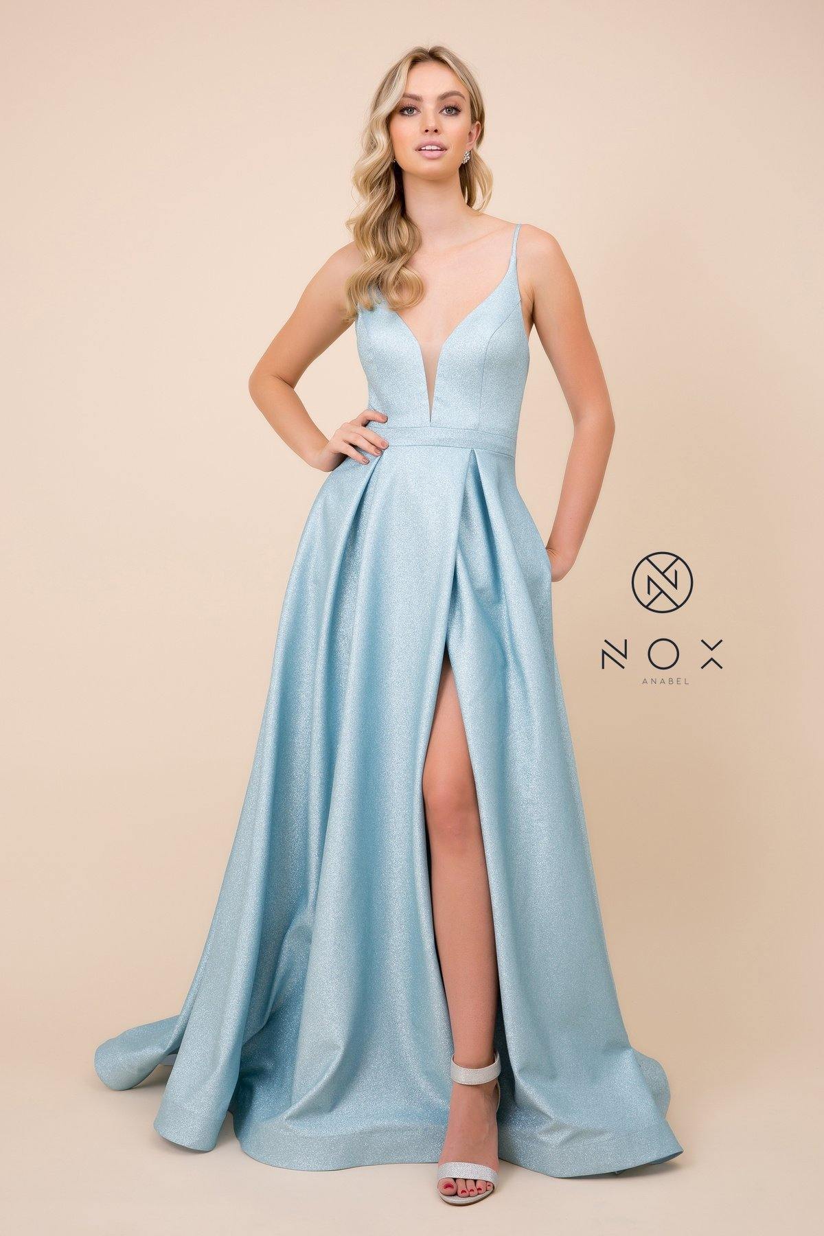 Long A-Line Glitter Knit Prom Dress The Dress Outlet Long A-Line Glitter Knit Prom Dress The Dress Outlet