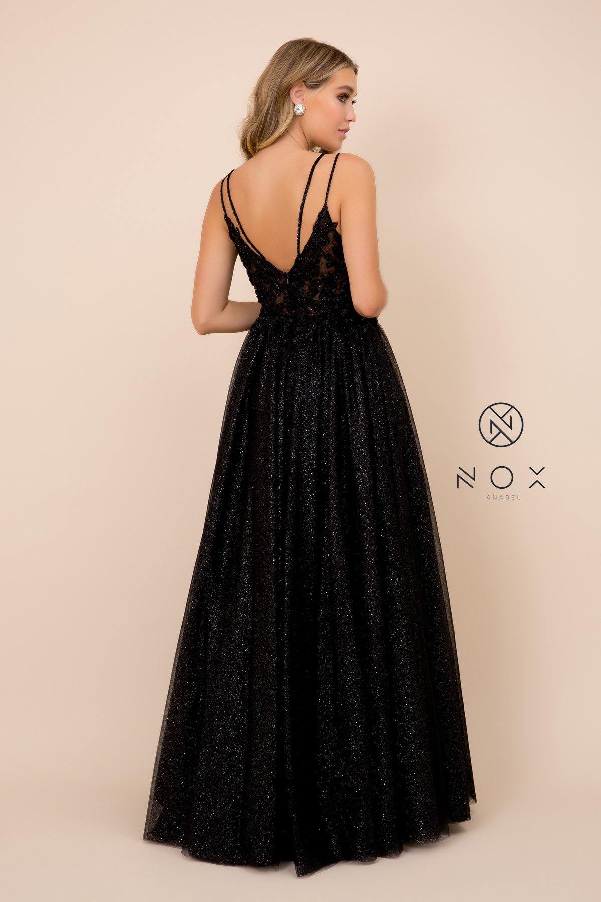 Black Long A-Line Glitter Prom Dress Evening Gown