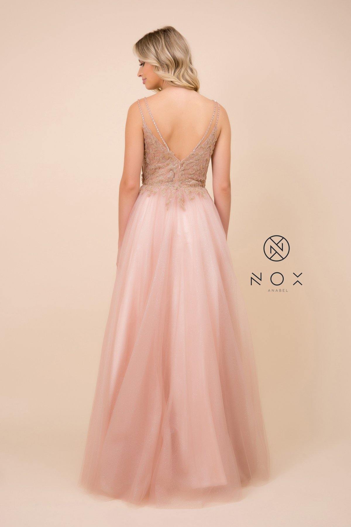 Long A-Line Glitter Prom Dress Evening Gown