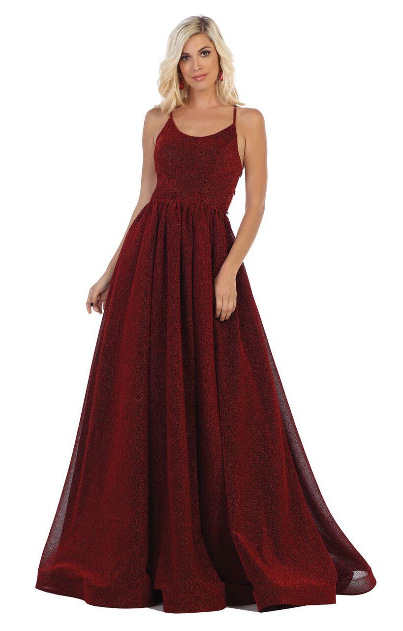 Long A Line Spaghetti Strap Prom Dress Evening Gown - The Dress Outlet May Queen