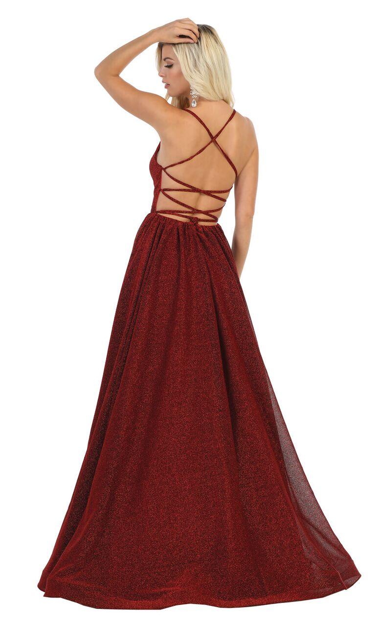 Long A Line Spaghetti Strap Prom Dress Evening Gown - The Dress Outlet May Queen