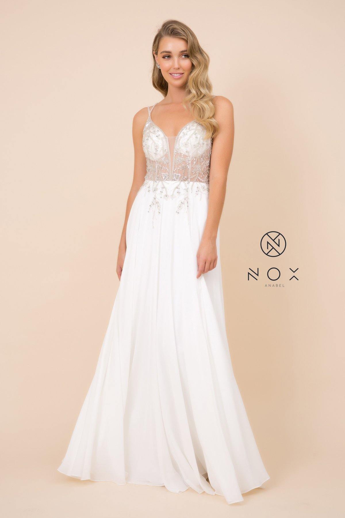 Long A-Line Wedding Dress Bridal - The Dress Outlet Nox Anabel