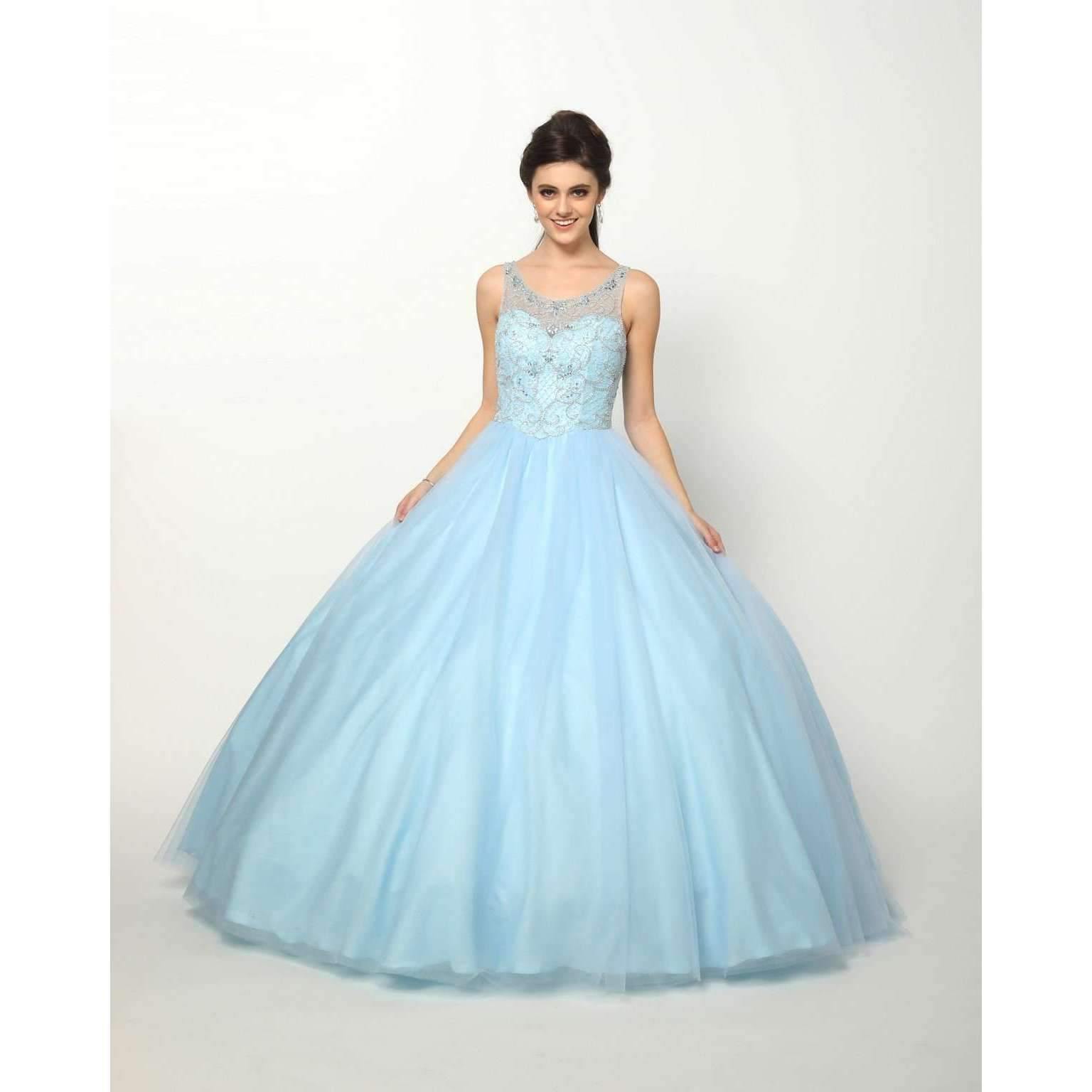Long Ball Gown Beaded Quinceanera Dress - The Dress Outlet Juliet