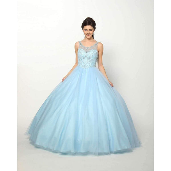 Long Ball Gown Beaded Quinceanera Dress - The Dress Outlet Juliet