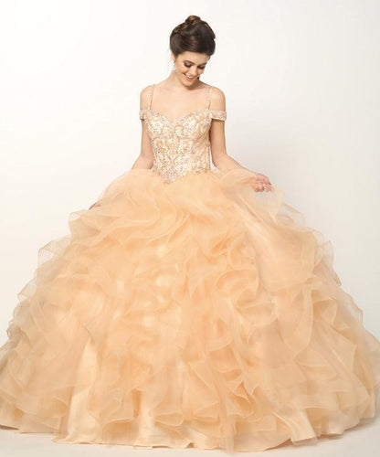 Long Ball Gown Off Shoulder Quinceanera Dress - The Dress Outlet
