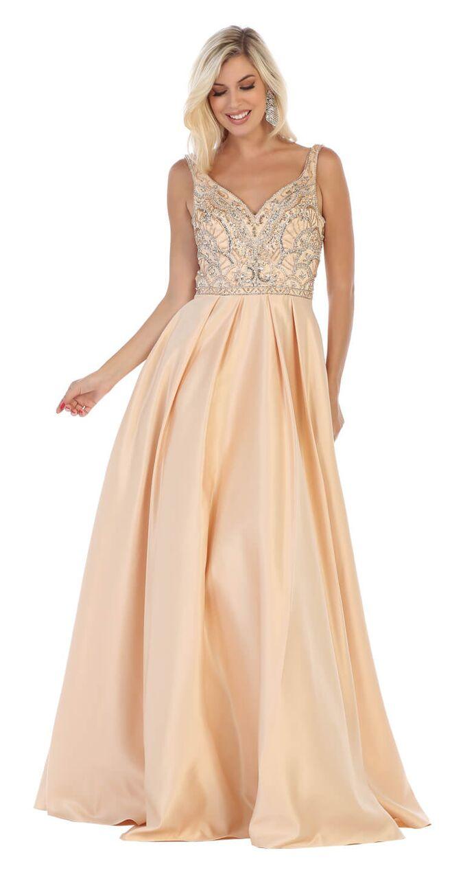 Long Ball Gown Prom Plus Size Dress - The Dress Outlet May Queen