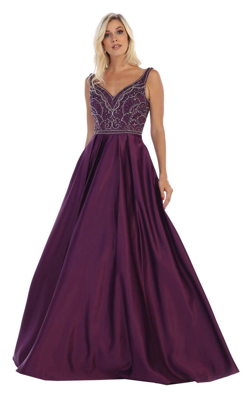 Long Ball Gown Prom Plus Size Dress - The Dress Outlet May Queen