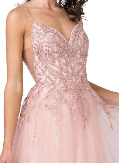 Long Ball Gown Spaghetti Straps Evening Prom Dress - The Dress Outlet