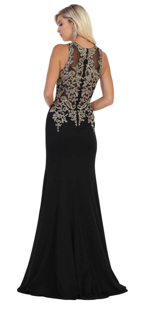 Long Beaded Back Formal Gown Prom Dress - The Dress Outlet May Queen