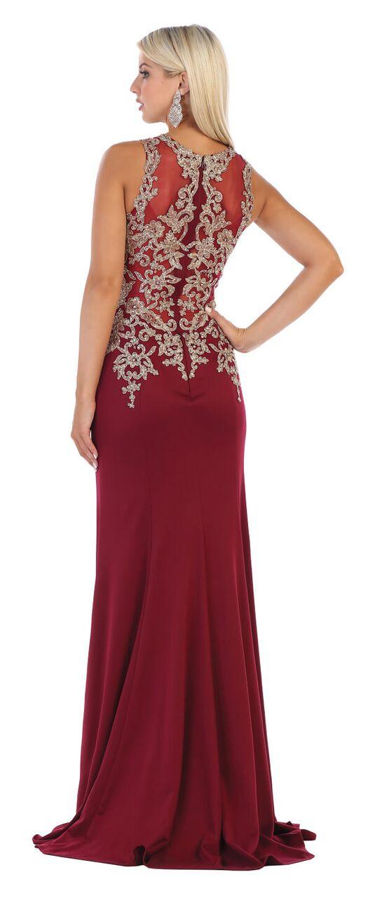 Long Beaded Back Formal Gown Prom Dress - The Dress Outlet May Queen