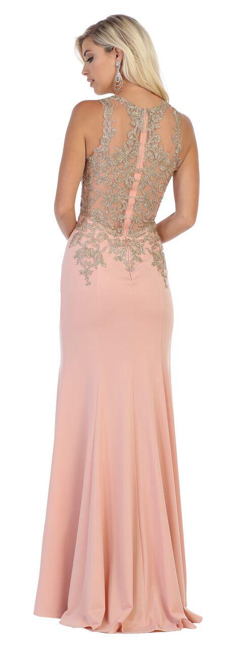 Long Beaded Back Formal Gown Prom Dress - The Dress Outlet May Queen