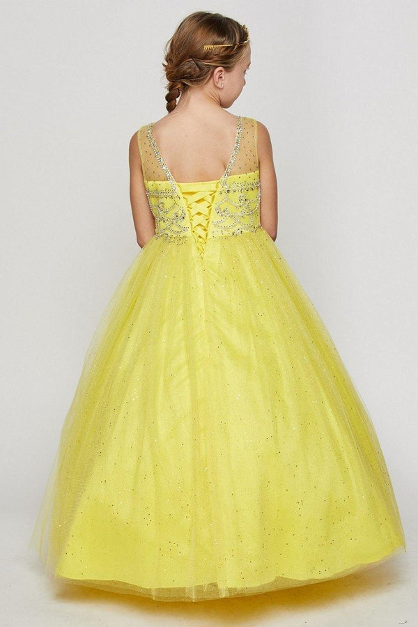 Long Beaded Party Flower Girl Dress - The Dress Outlet Cinderella Couture