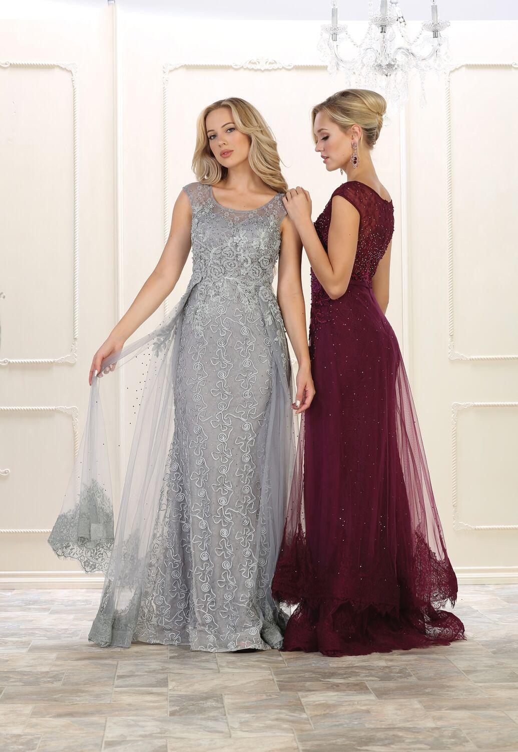 Long Beaded Plus Size Prom Dress Evening Gown - The Dress Outlet May Queen