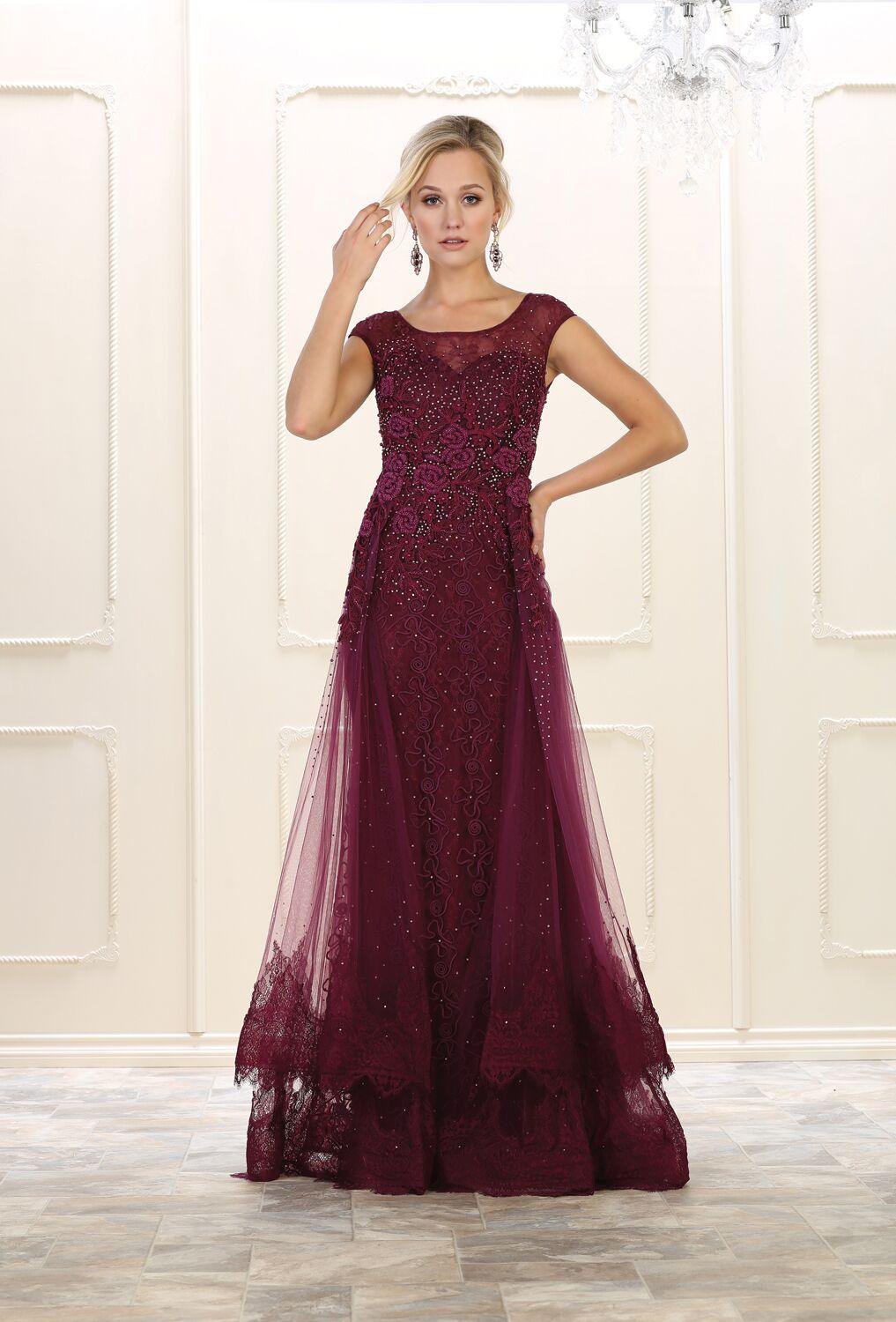 Long Beaded Plus Size Prom Dress Evening Gown - The Dress Outlet May Queen