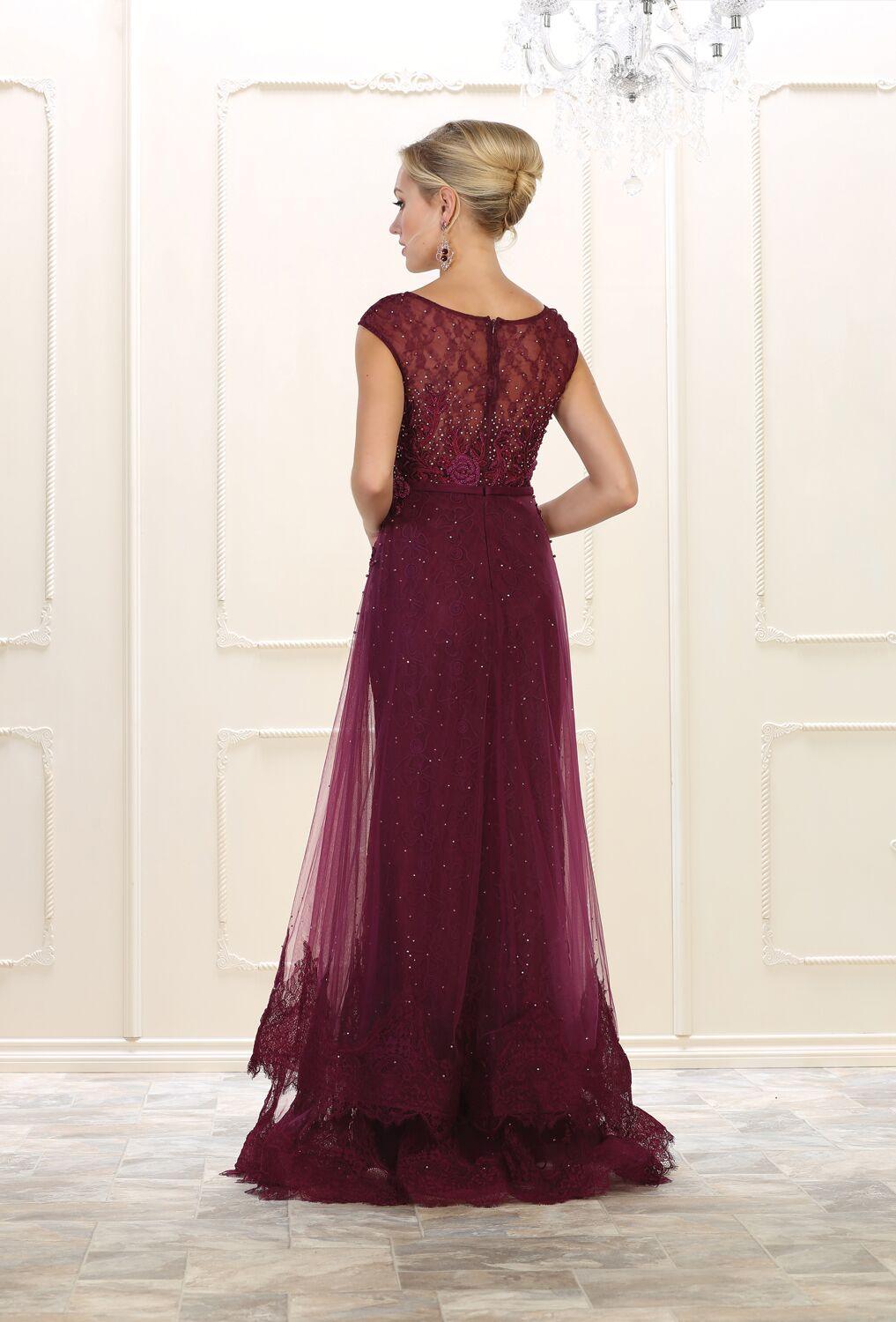 Long Beaded Plus Size Prom Dress Evening Gown - The Dress Outlet May Queen