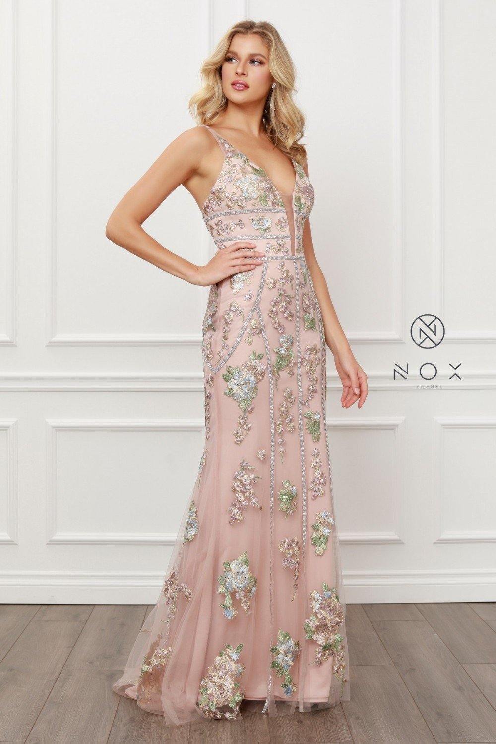 Long Beaded Prom Dress - The Dress Outlet