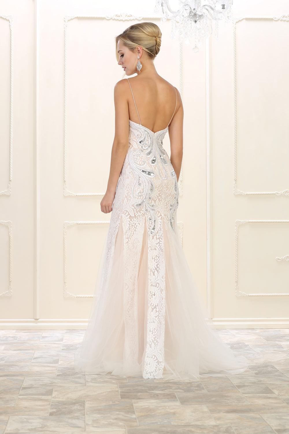 Long Beaded Prom Dress Evening Gown - The Dress Outlet May Queen
