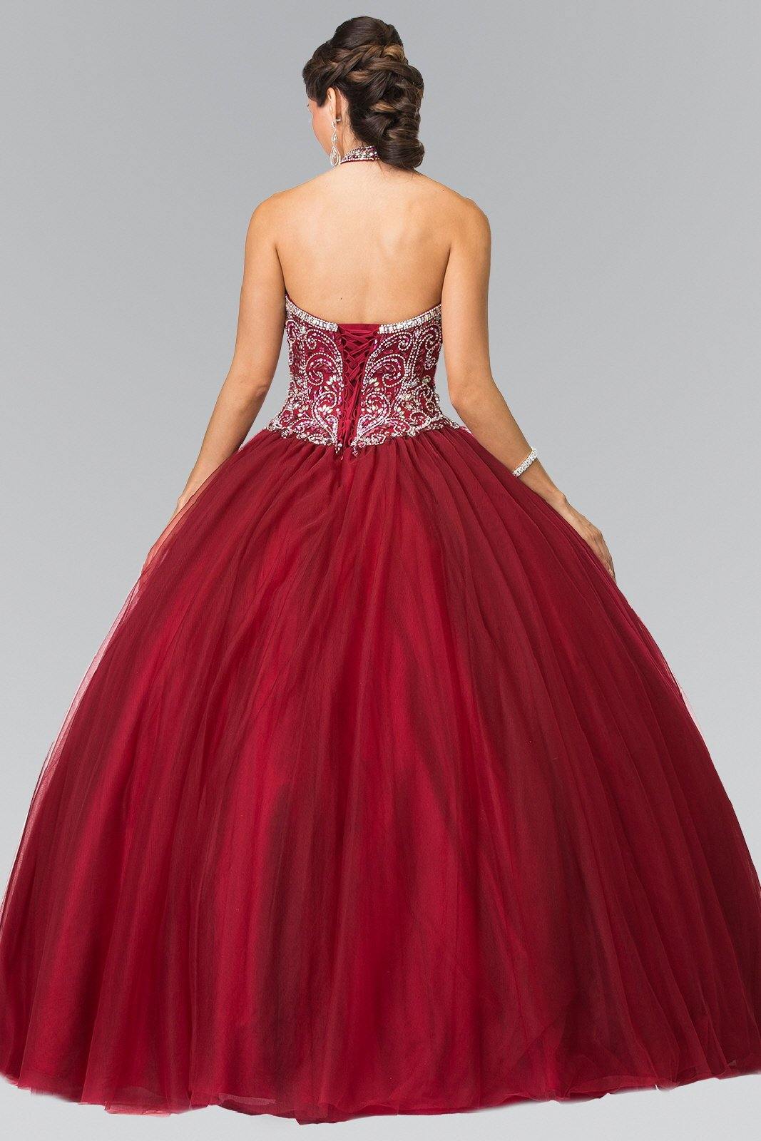 Long Beaded Top Quinceneara Dress - The Dress Outlet Elizabeth K