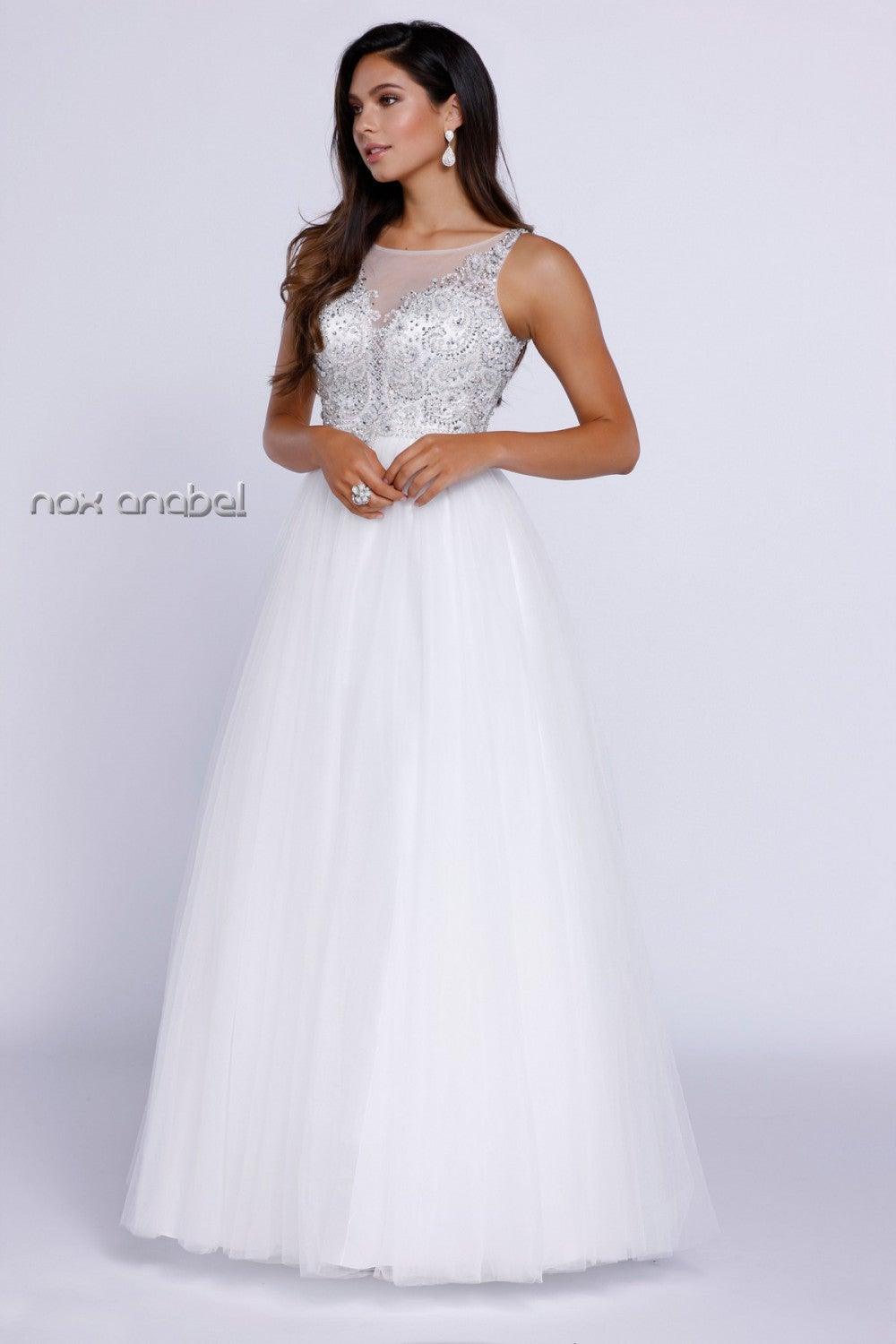 Long Bridal Formal Wedding Bridal Dress White - The Dress Outlet Nox Anabel