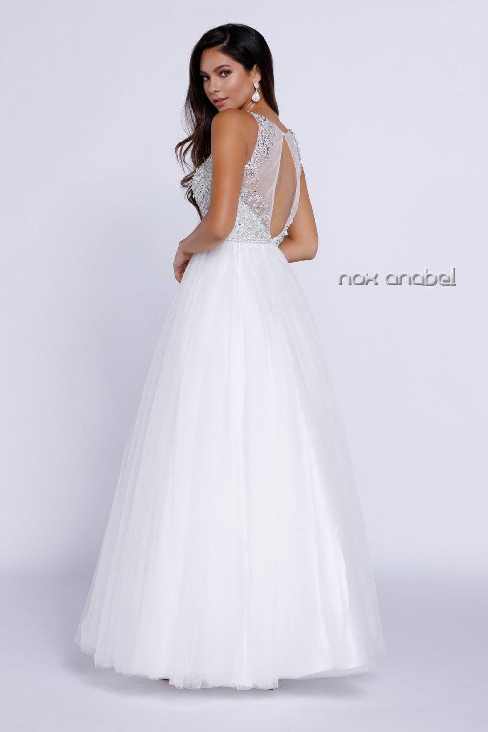 Long Bridal Formal Wedding Bridal Dress White - The Dress Outlet Nox Anabel