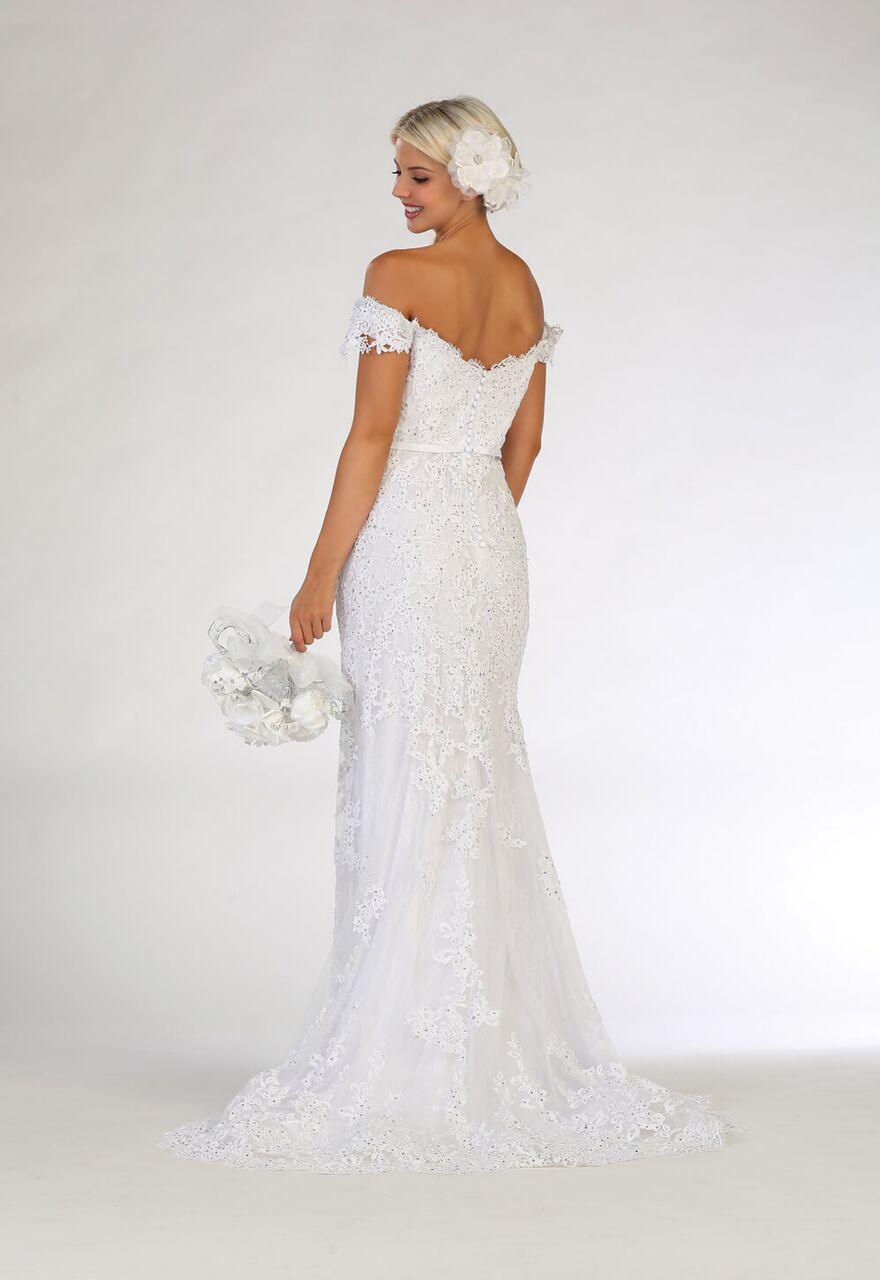 Long Bridal Gown Off The Shoulder Wedding Dress - The Dress Outlet May Queen