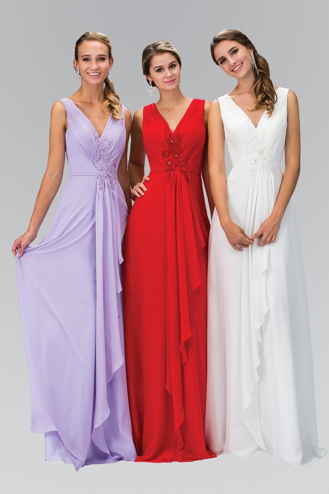 Long Bridesmaid Formal Chiffon Dress