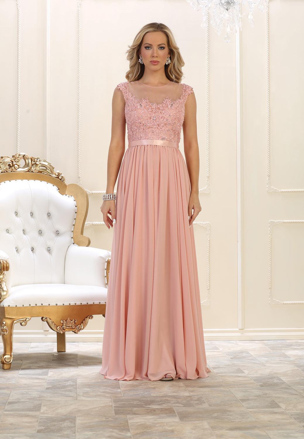 Long Bridesmaid Plus Size Formal Dress - The Dress Outlet May Queen