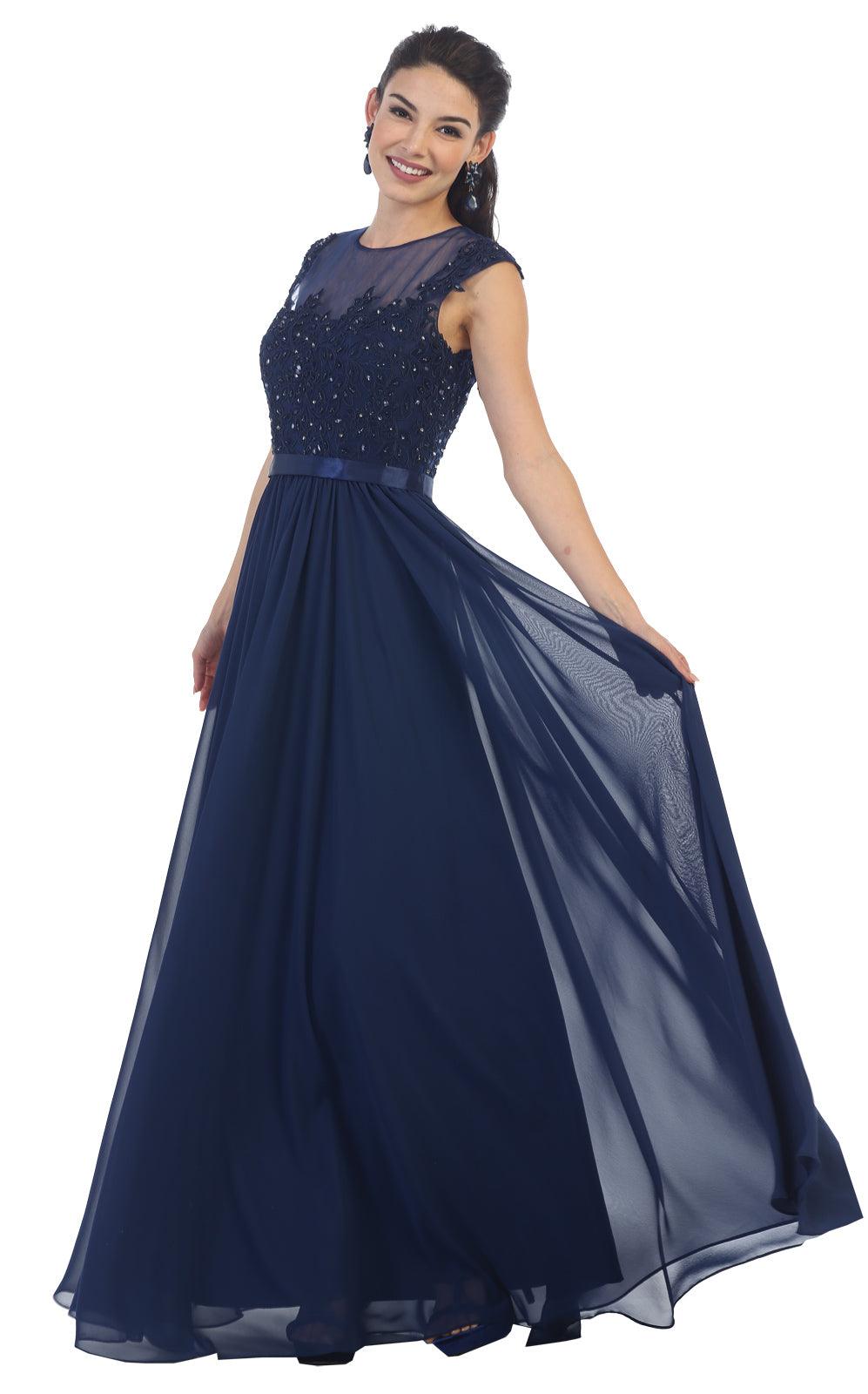 Long Bridesmaid Plus Size Formal Dress - The Dress Outlet May Queen
