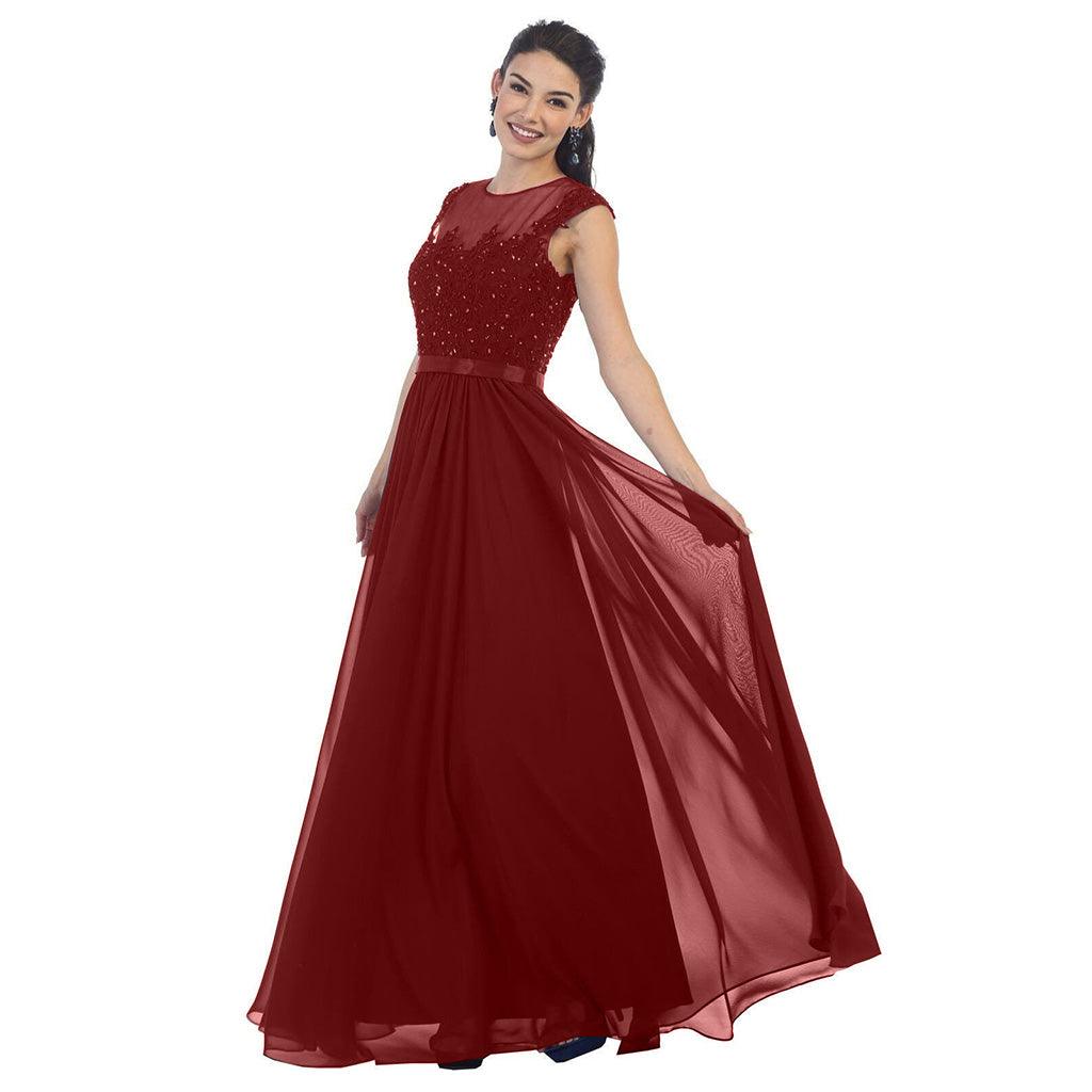 Long Bridesmaid Plus Size Formal Dress - The Dress Outlet May Queen