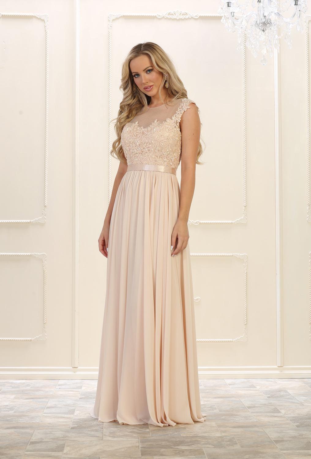 Long Bridesmaid Plus Size Formal Dress - The Dress Outlet May Queen