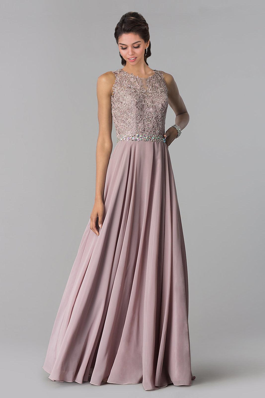 chinese dress ladies La Divine SF117 Fitted Embellished Gown with Slit Navy / 16 main image 0