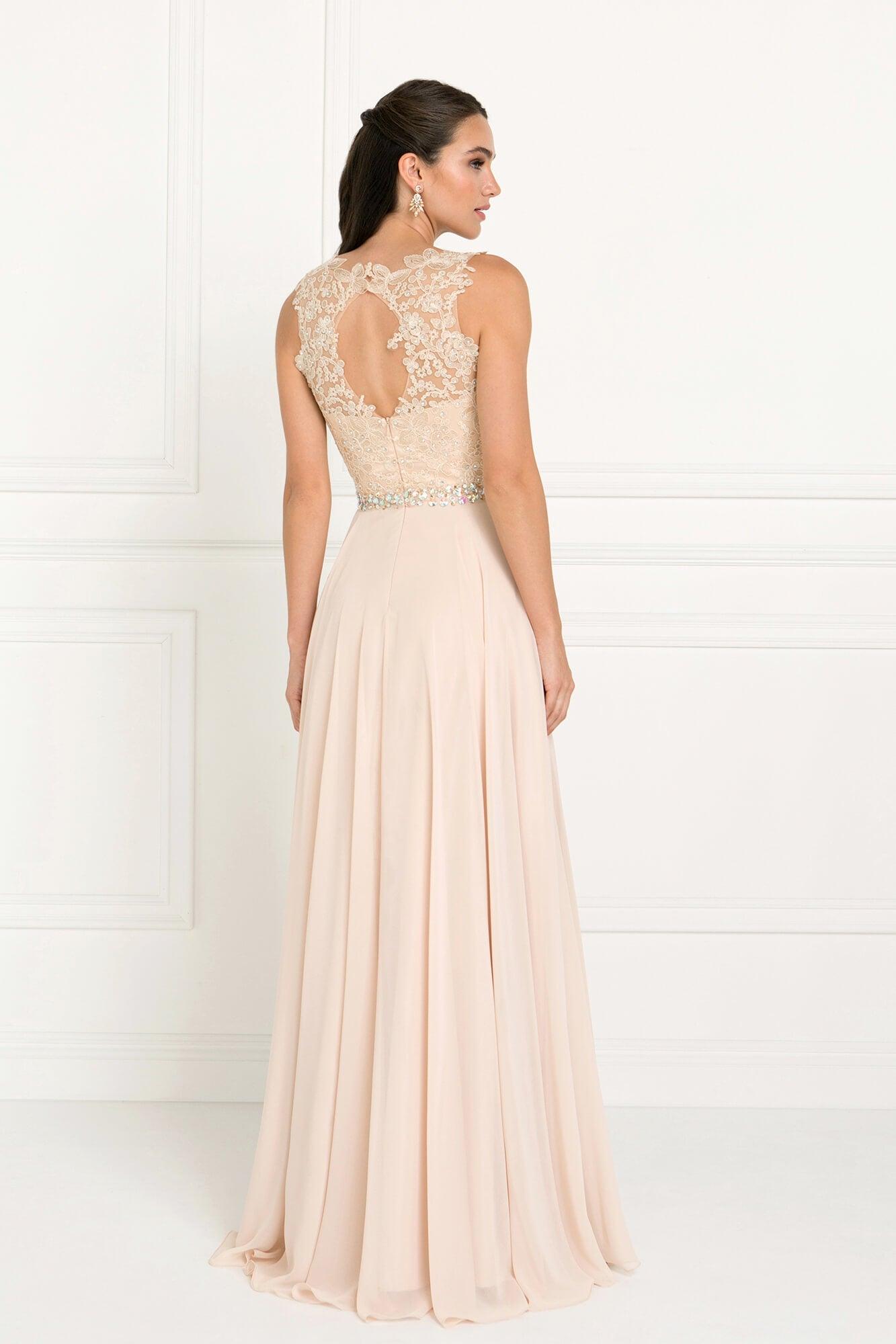 Long Bridesmaid Prom Dress Formal Champagne