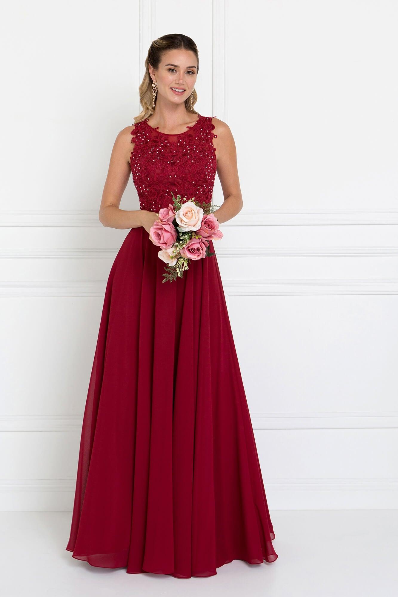 Mauve Chiffon Long Prom Dress Formal