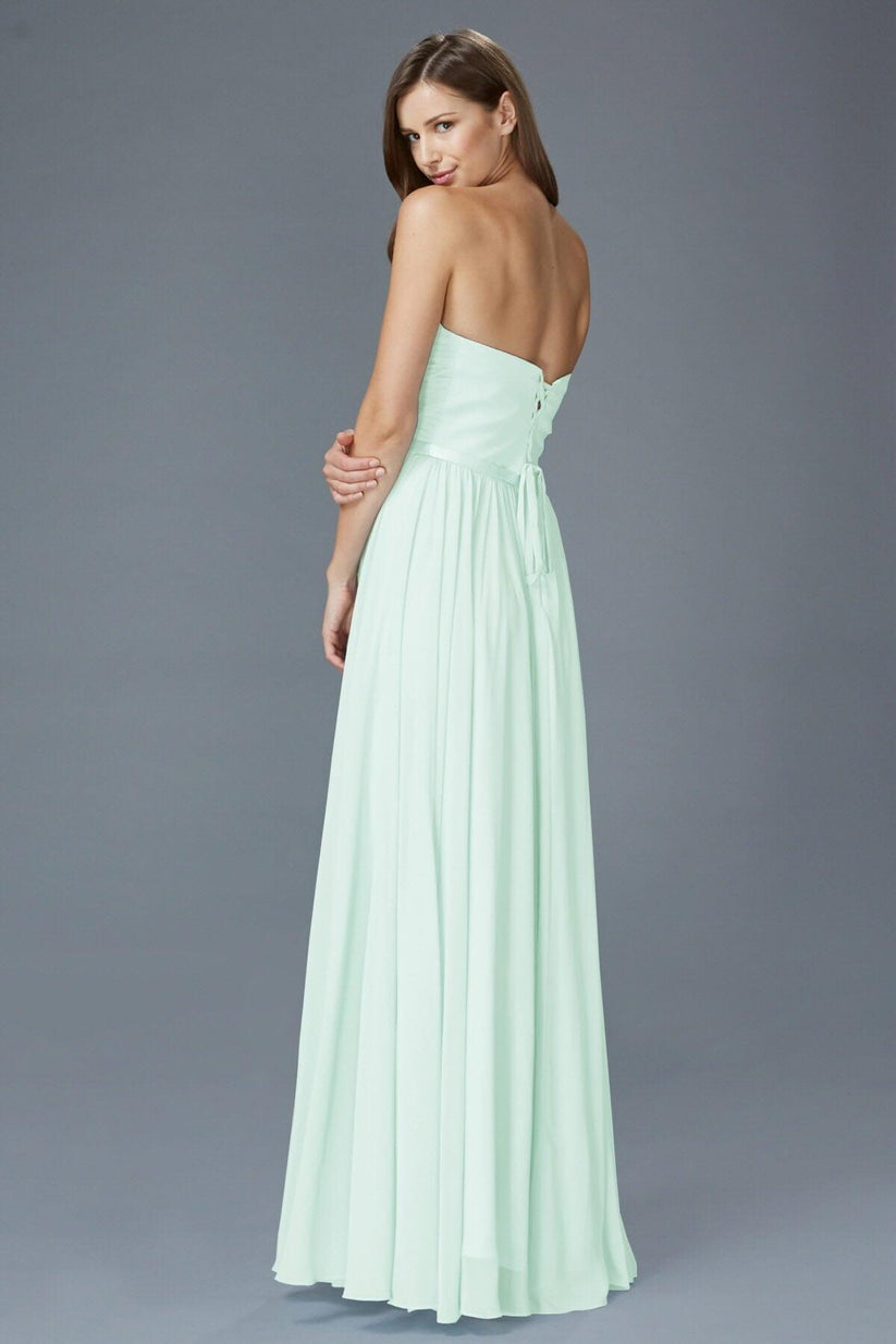 Long Chiffon Strapless Gowns with Sweethart Tahiti